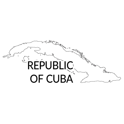 キューバ共和国無料フリーイラスト｜英語(白)